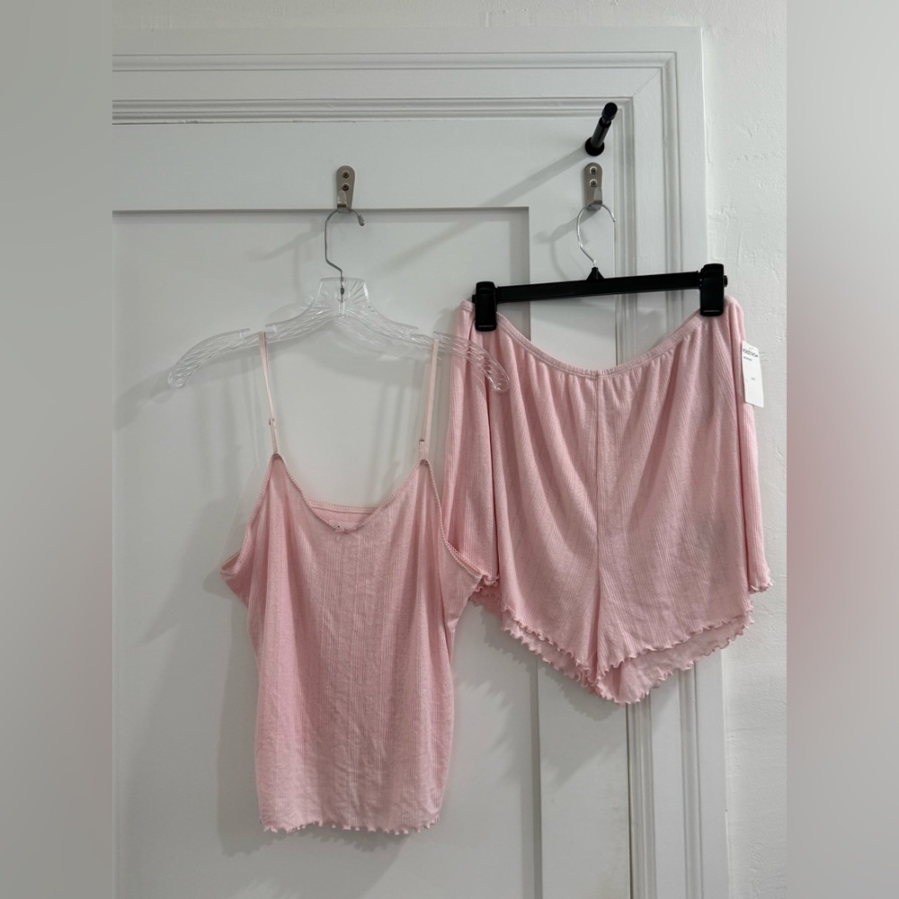 NWT Abound light bright pink tank top / high waisted short pajama set (read)